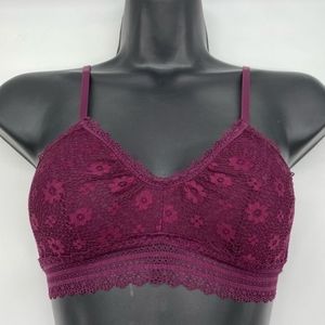 Victoria's Secret Floral Lace Racerback Bralette Burgundy - Sz Small